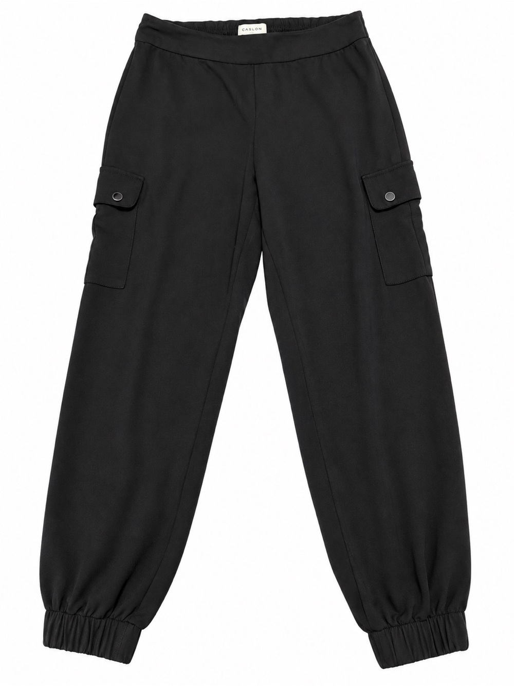 Cache Women’s Size 6 Black Cargo Jogger Pants Y2K Stretch Snap Pockets